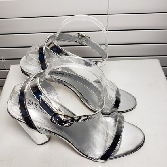 Cape Robbin Silver Open Toe Ankle Buckle Heels - Picture 5 of 12